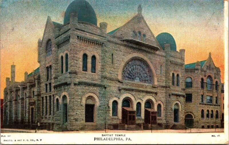 Baptist Temple Philadelphia Pennsylvania Street View Church UNP Vintage Postcard