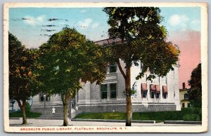 Vtg New York NY Brooklyn Public Library Flatbush 1910s View Old Postcard