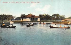 SAINT MARY'S, IN Indiana     BOATING ON SAINT MARY'S LAKE     c1910's Postcard