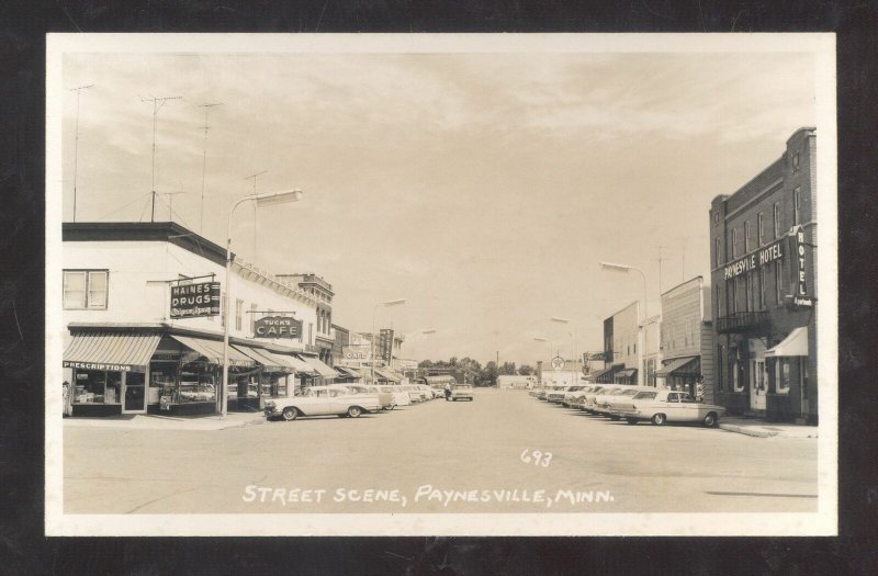 RPPC PAYNESVILLE MINNESOTA DOWNTOWN STREET SCENE REAL PHOTO POSTCARD