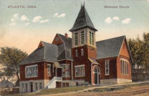 Atlantic Iowa birds eye view Methodist Church antique pc Y11811 