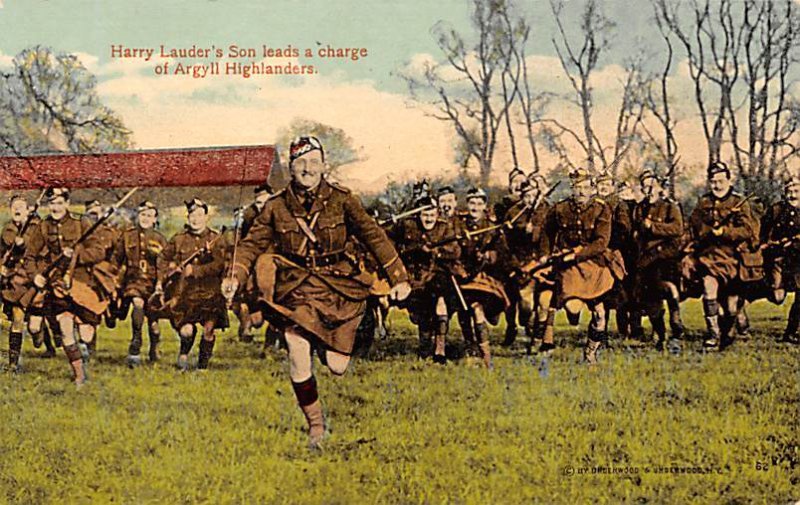 Harry Lauder's Son Leads Charge of Argyll Highlanders World War 1 Unused 