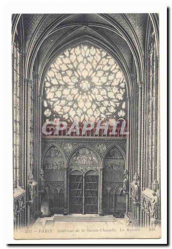 Paris (1) Old Postcard Interior of the Holy Chapel LaRosace