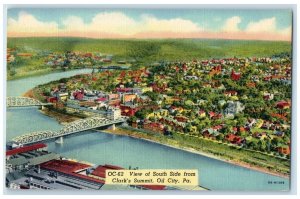 c1940's View From South Side From Clark's Summit Oil City Pennsylvania Postcard