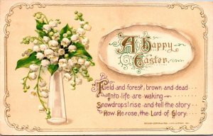 Vintage John Winsch White Flowers, Rising, Christ, Religious Easter Postcard