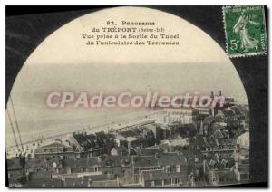 Old Postcard Panorama treport Seine Inf shooting the output of the Tunel funi...