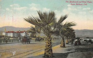 The Boulevard & Hotel Potter SANTA BARBARA California c1910s Vintage Postcard