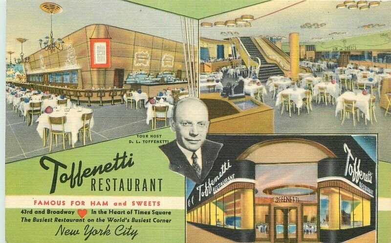 New York City Toffenetti Restaurant Interior Entrance Teich Postcard 21-9005