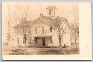 K47/ Athens Michigan RPPC Postcard c1910 High School Building 185