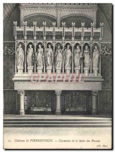 Old Postcard Chateau de Pierrefonds Fireplace Room of Preuses