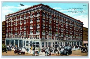 1928 Exterior View Fort Cumberland Hotel Cumberland Maryland MD Vintage Postcard 