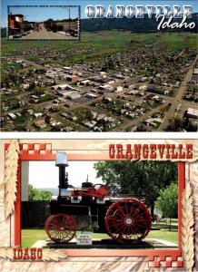 2~4X6 Postcards Grangeville, ID Idaho STREET SCENE~BIRD'S EYE VIEW~STEAM TRAIN