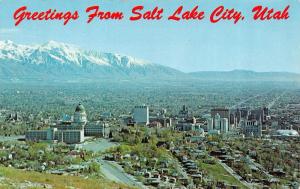 SALT LAKE CITY, UT Utah     BIRD'S EYE VIEW~Looking South     Chrome Postcard