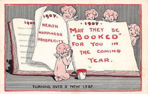 Turning over A New Leaf Year Date 1907 Postcard
