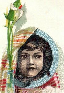 1883-84 D. McCarthy & Co. Christmas Song New Year's Card Smiling Child #H