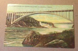 VINTAGE POSTCARD 1947 USED RAINBOW BRIDGE & NIAGARA FALLS CANADA CREASED