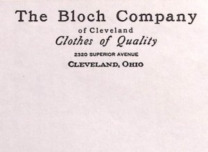 1938 THE BLOCH COMPANY CLOTHES OF QUALITY ORRVILLE OHIO BILLHEAD STATEMENT Z360