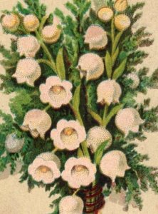 1880s Victorian Christmas Card Bouquet Lily-Of-The-Valley F130