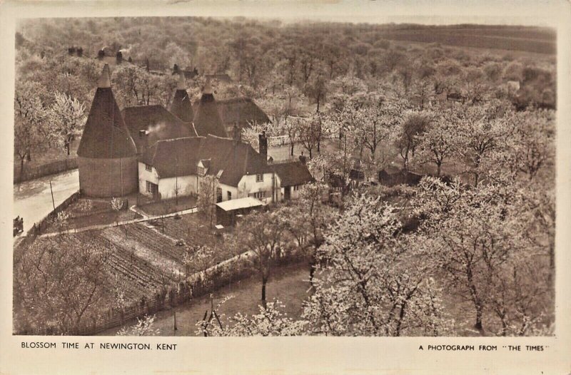 NEWINGTON KENT ENGLAND~BLOSSOM TIME~AERIAL PHOTO POSTCARD 