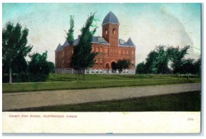 c1910's County High School Building Exterior Independence Kansas KS Postcard