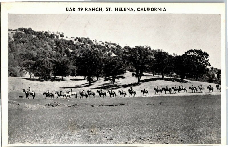 Horseback Riding at Bar 49 Ranch, St. Helena CA Vintage Postcard L34