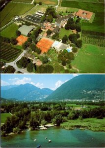 Ascona, Switzerland  CASTELLO DEL SOLE  Resort Hotel~Beach  AERIAL  4X6 Postcard