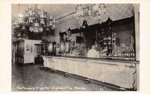 RPPC Virginia City CRYSTAL BAR Saloon Interior Nevada Vintage Postcard c1940s