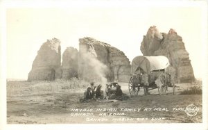 Postcard RPPC 1940s Arizona Ganado Navajo Indian family meal time AZ24-2414