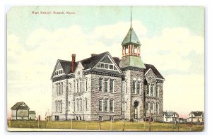 Postcard High School Russell Kans. Kansas