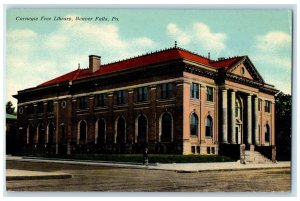 c1910 Exterior View Carnegie Free Library Beaver Falls Pennsylvania PA Postcard