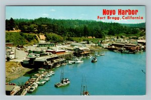 Fort Bragg CA, Noyo Harbor, Fishing Fleet, Village, Chrome California Postcard