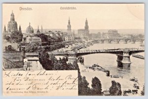 DRESDEN GERMANY~BLICK von der CAROLABRUCKE~MAX KOHLER TINTED PHOTO POSTCARD