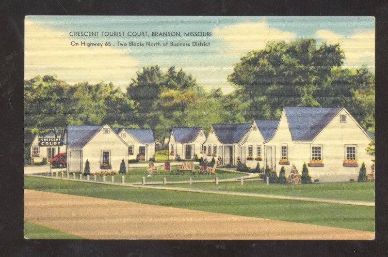 BRANSON MISSOURI CRESCENT TOURIST COURT MOTEL VINTAGE ADVERTISING POSTCARD