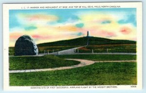 3 Postcards KILL DEVIL HILLS, NC ~ Night/Day WRIGHT MEMORIAL BEACON c1940s