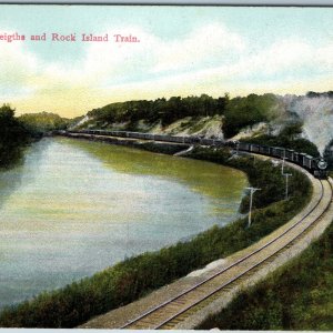 c1910s Waterloo Cedar Valley Iowa Cedar Heights Rock Island Train Postcard A196