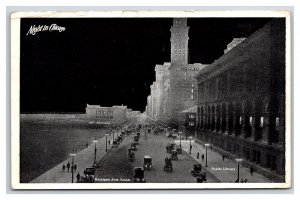 Michigan Avenue Street View At Night Chicago Illinois IL 1914 DB Postcard P22