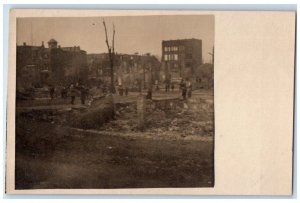 1908 Disaster Fire Broadway From Pear St View Chelsea MA RPPC Photo Postcard 