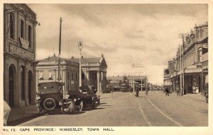 Early Cape Province: Kimberley, Town Hall, Cars, South Africa, Old Postcard