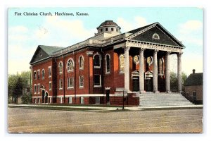 First Christian Church Hutchinson Kansas c1910 Postcard