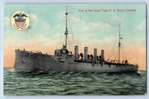 US Navy Ship Postcard One Of The Latest Type US Scout Cruisers c1910's Antique
