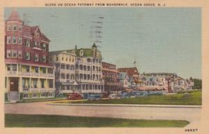 New Jersey Ocean Grove Scene On Ocean Pathway From Boardwalk 1946