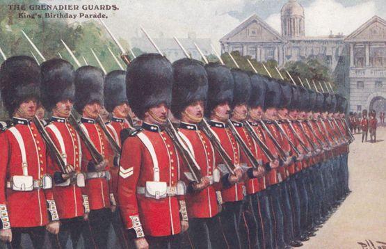 The Grenadier Guards Kings Birthday Parade War Military Gale & Polden Postcard