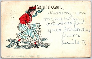 1910's Woman in Long Dress Birthday Greetings and Wishes Card Posted Postcard