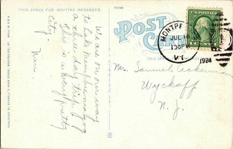 State Capitol Montpelier VT WOB 1c Stamp Postcard Vintage WB Cancel  