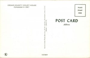 Court House Cedar County IA Iowa Old Truck Car Postcard VTG UNP Koppel Vintage