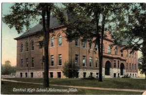 1910 KALAMAZOO Michigan Mich Postcard CENTRAL HIGH SCHOOL