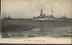 Naval Battleships Brest France c1915 Postcard