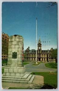 War Memorial, Parade Grounds, City Hall, Halifax NS, 1959 PPC Swim Safely Cancel