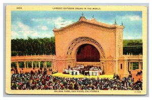 Vintage 1941 Postcard Largest Outdoor Organ Balboa Park San Diego California