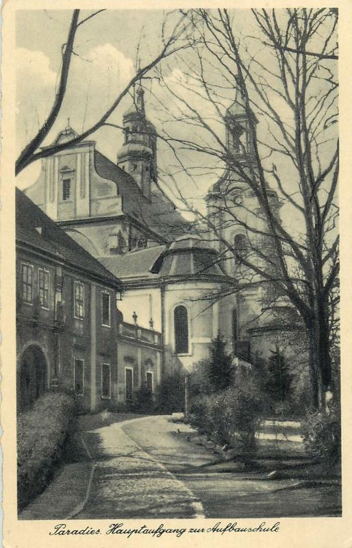 Germany Paradies Hauptaufgang zur Aufbauschule school 1941 postcard